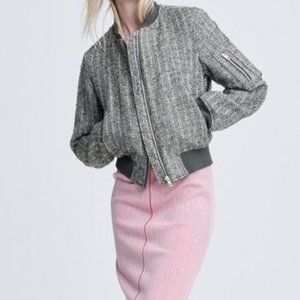 rag & bone Manston Metallic Herringbone Wool-Blend Tweed Bomber Jacket